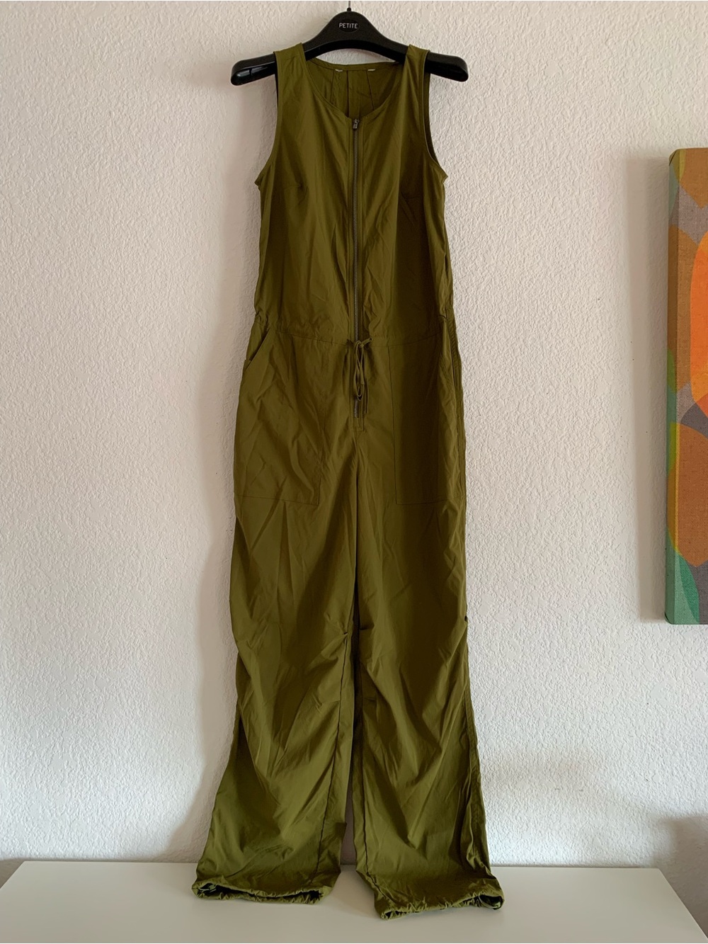Sleeveless Olive Green Jumpsuit with Front Zip